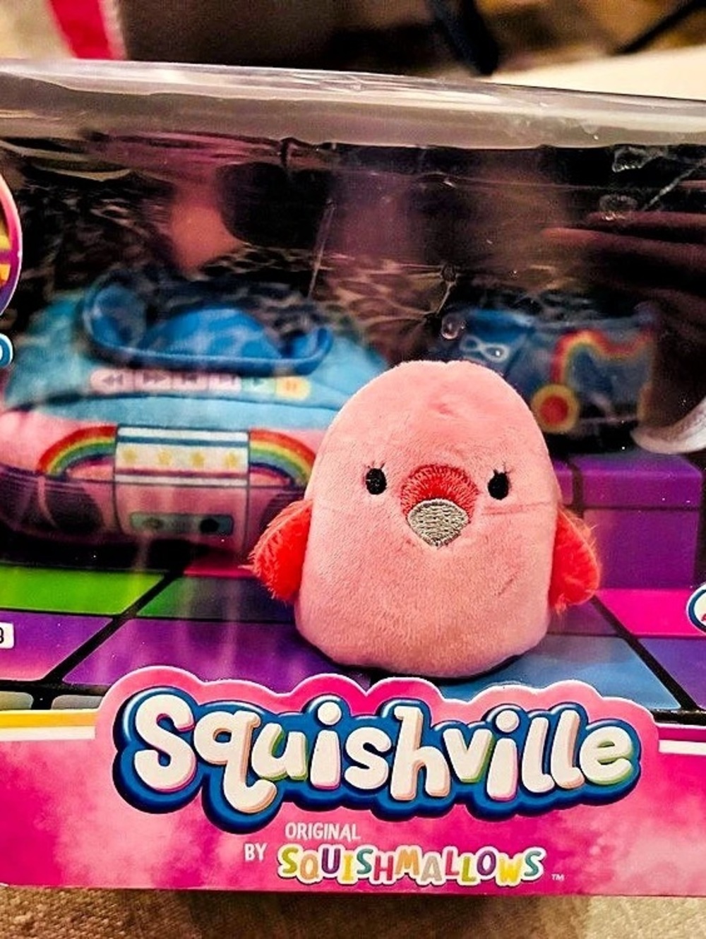 Squishmallows Squishville 80s Disco Set - Cookie the Flamingo Cookie the